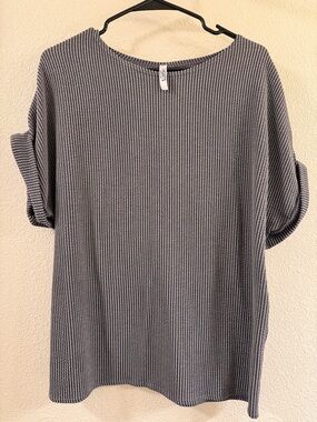 Caslon Relaxed Ribbed Short Sleeve Tee - Gray